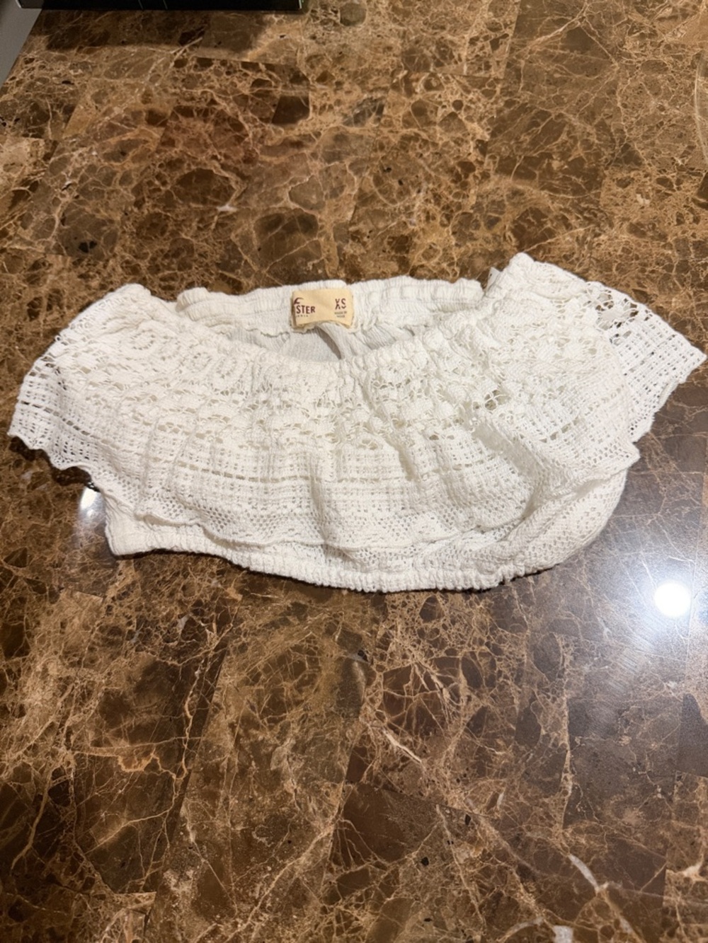 Hollister White Crochet Tiered Tube Top